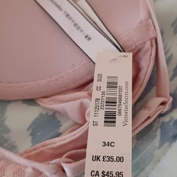 Victoria’s Secret 34C Pink Lace Racerback T-Shirt Push-Up Bra NWT $36.50 - Picture 3 of 6